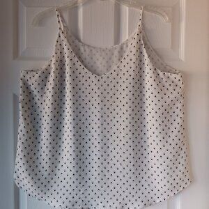 Ricki's Women's Top Size Large White Geometric Beige Black Stapes Lining Light